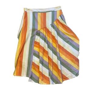 NWT  Mossimo Skirt  Womens Size Xtra Small Orange Asymetrical Gathered Striped